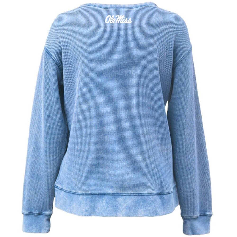 Ole Miss Hotty Toddy Women's Mini Waffle Crew Blue - Picture 3 of 5